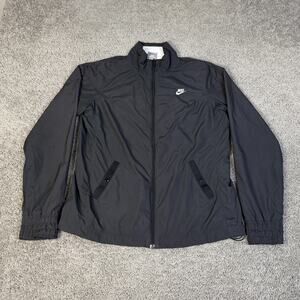 Nike Jacket Womens L Black Windbreaker Full Zip Mesh Lined Pockets Lightweight